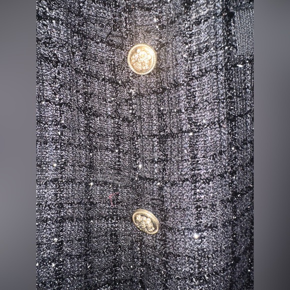 NWT Strut & Bolt Meredith Metallic Tweed Bomber Jacket Black Size Small - Picture 7 of 7